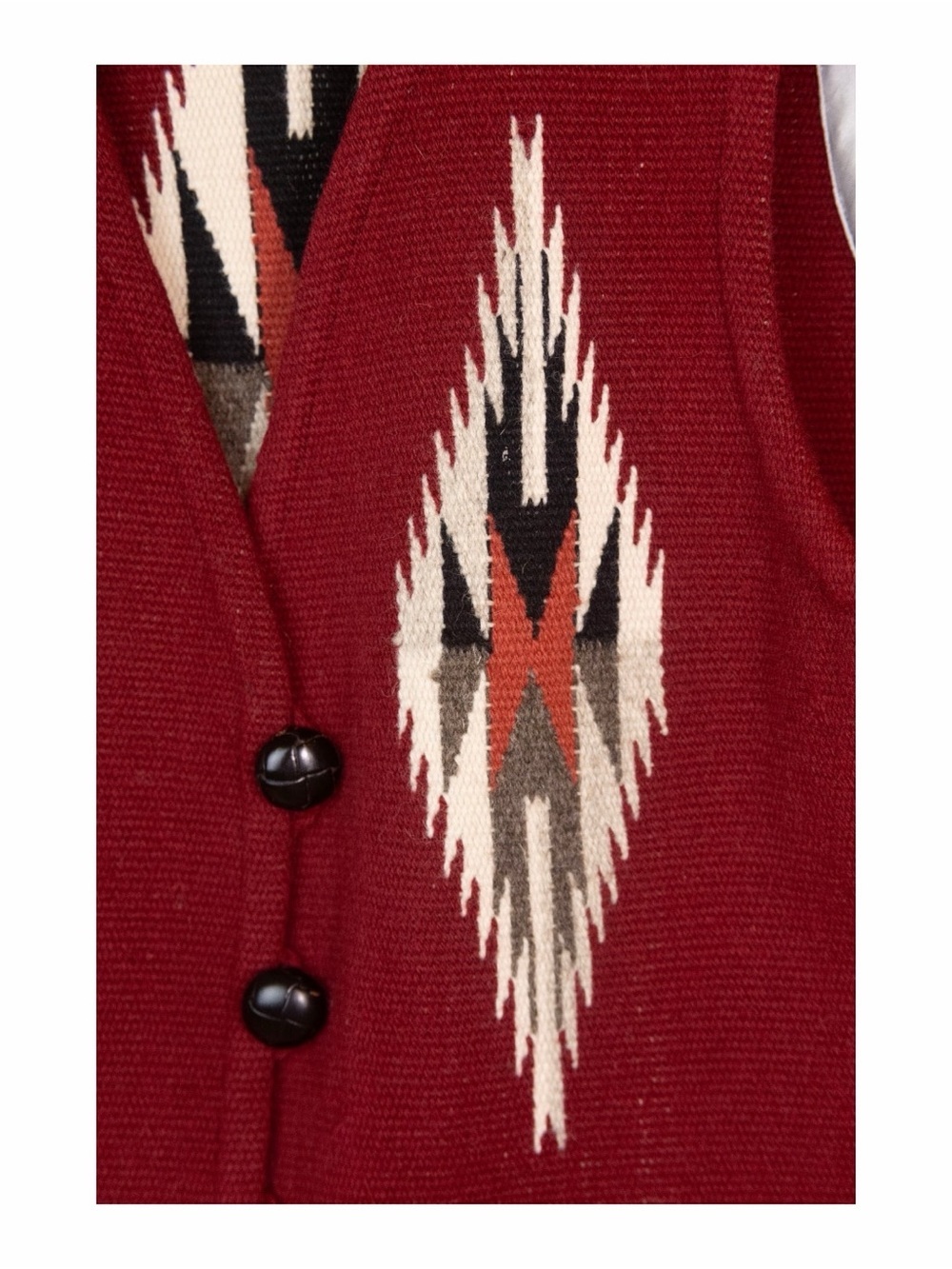 Vintage Men’s M Red Vest Woven Ortega Family. Chimayo Handspun Wool - Picture 2 of 5